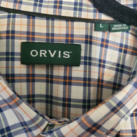 Orvis Button Down Long Sleeve Shirt w/ Front Pocket Men's Large Ivory Base Plaid - Picture 4 of 4